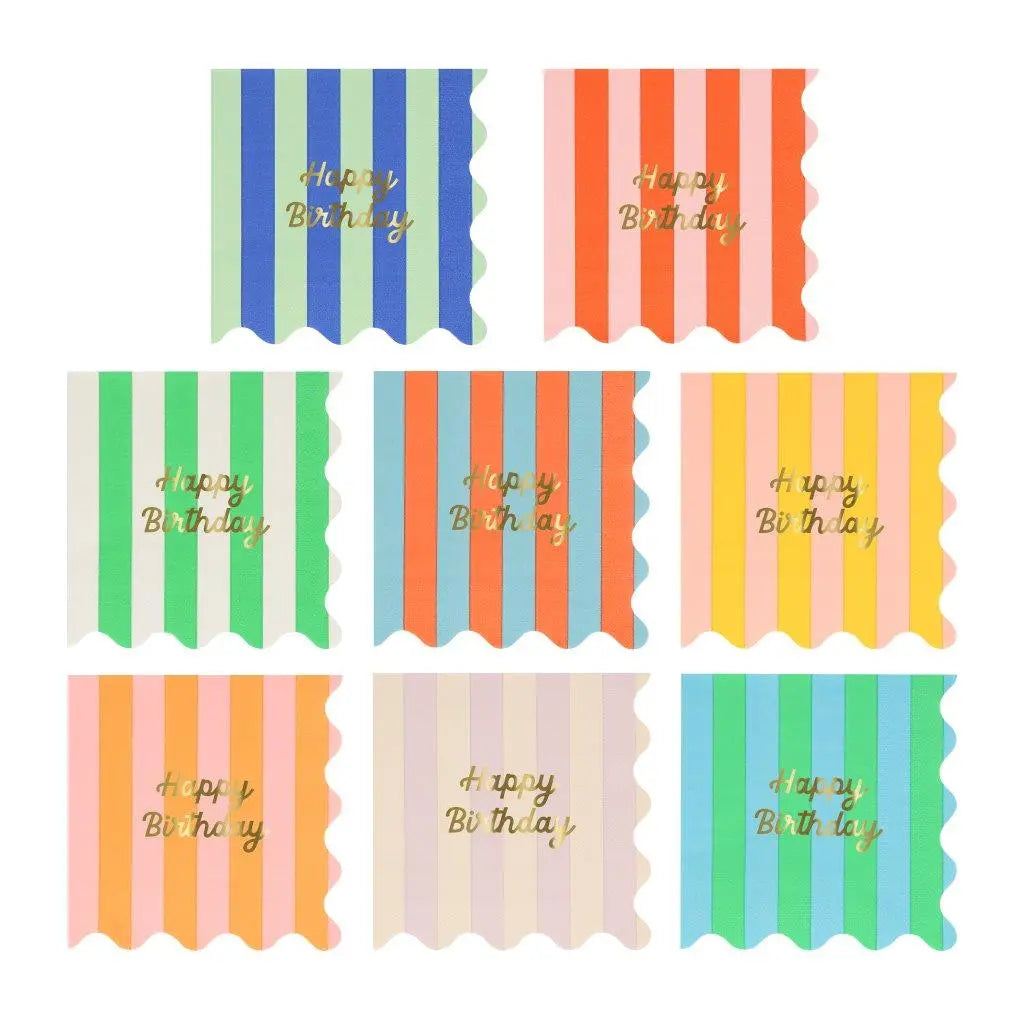 Stripe Happy Birthday Servietten klein – Partyartikel – Event Kids