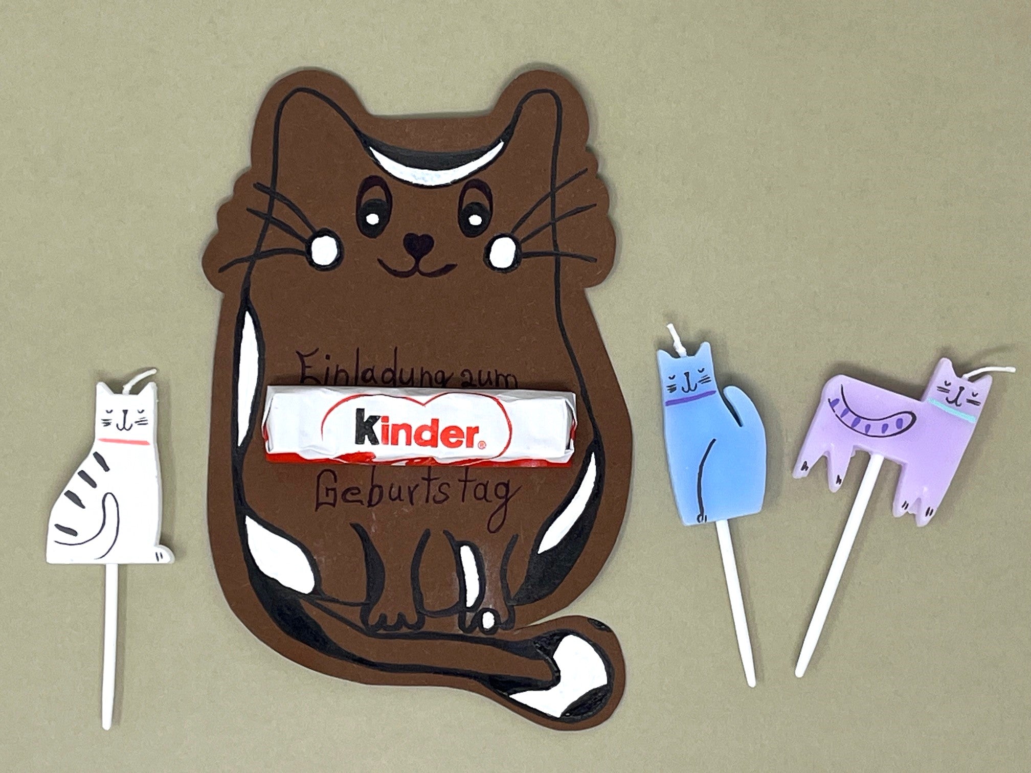 Einladung Katze mit Schoko