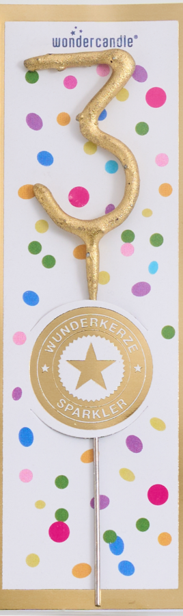 Mini Wunderkerze Konfetti Zahl 3