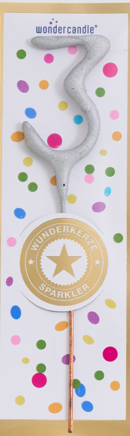 Mini Wunderkerze Konfetti Zahl 3