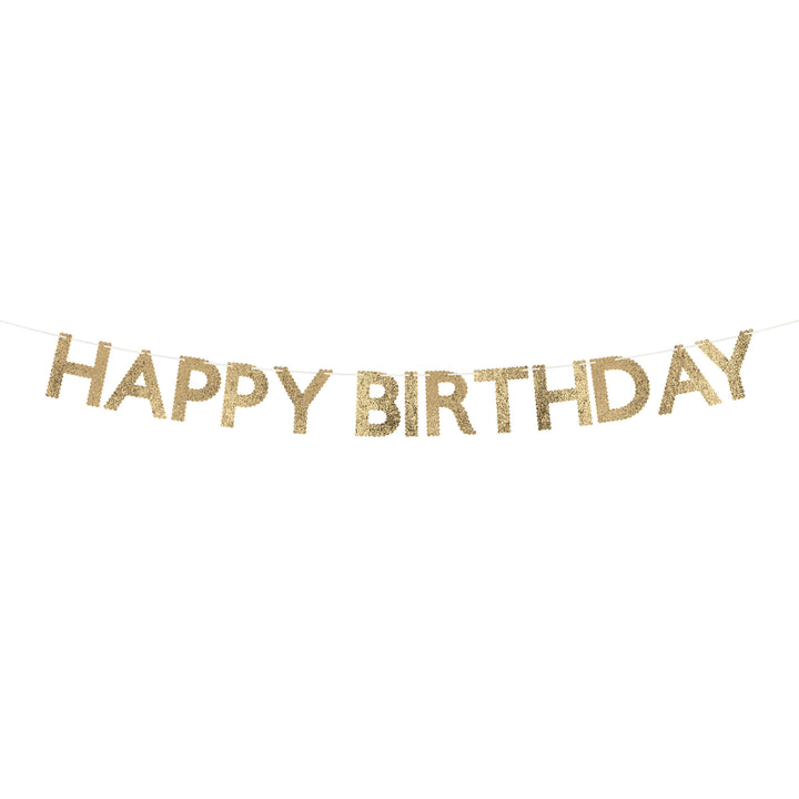 Glitzer Happy Birthday Stoffgirlande gold