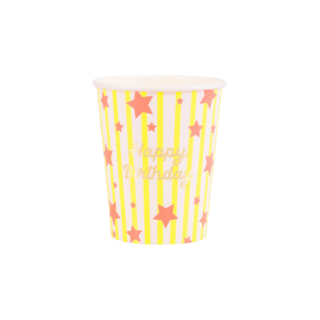 Bright Star Happy Birthday Pappbecher