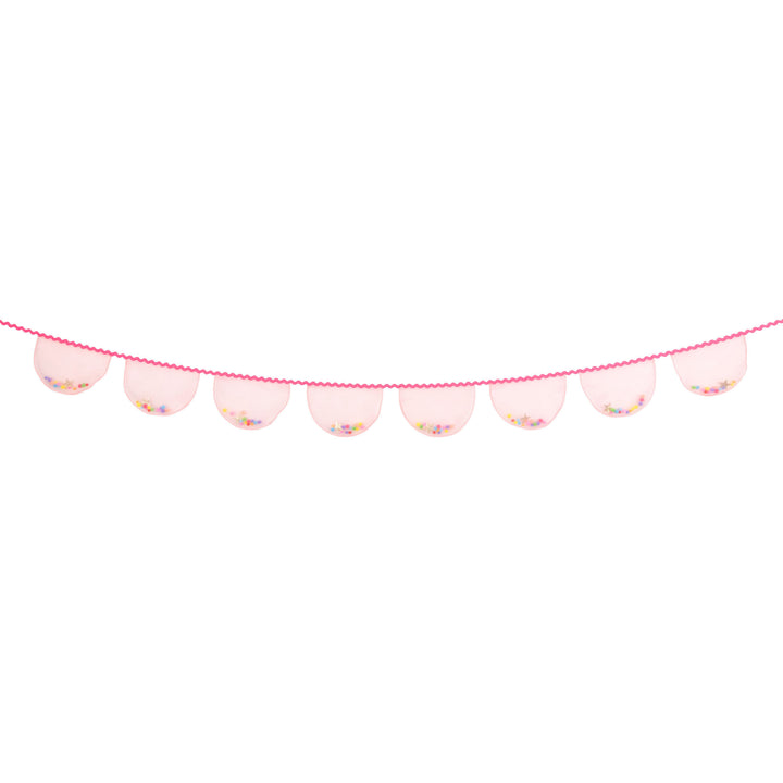 Pink Organza Pompom Girlande