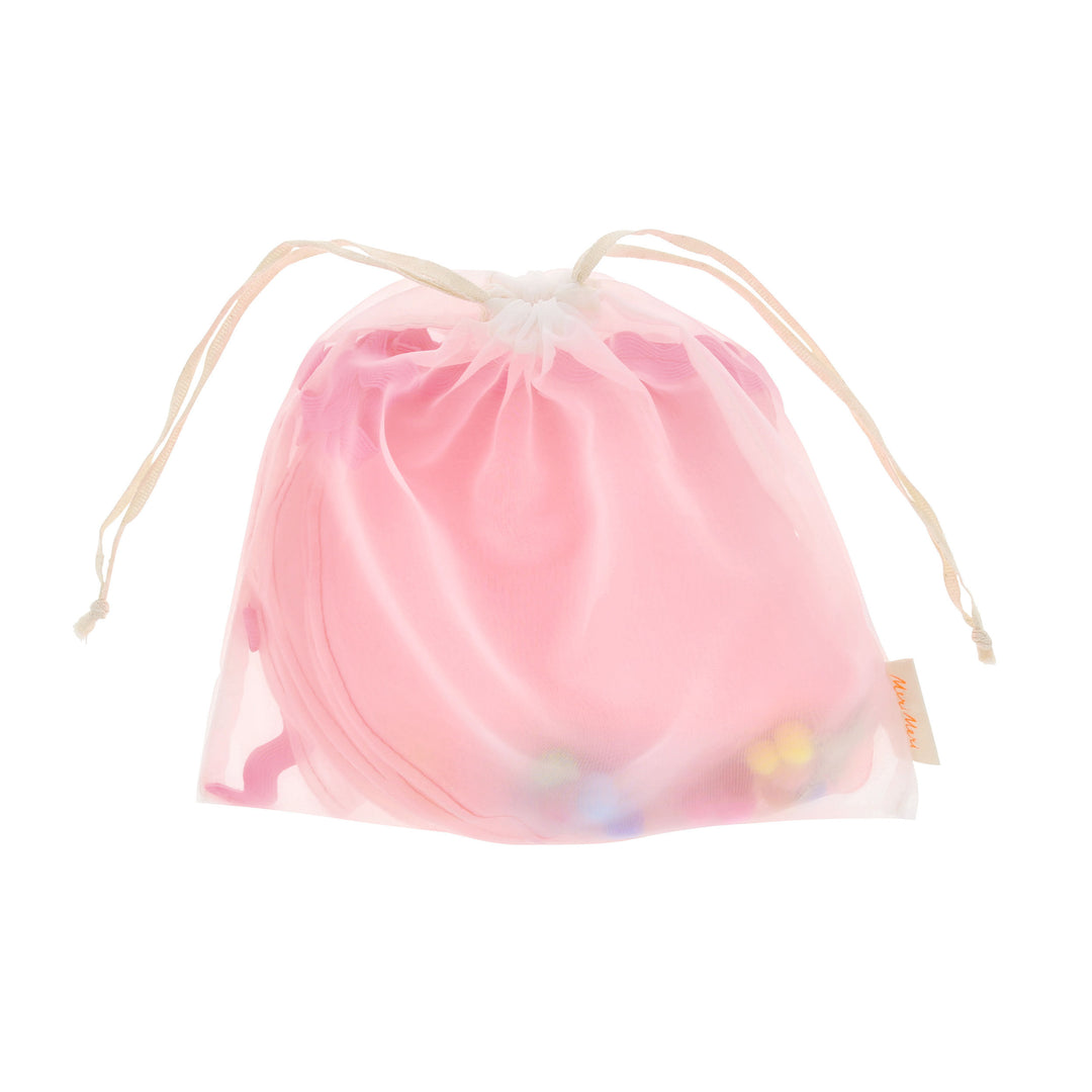 Pink Organza Pompom Girlande