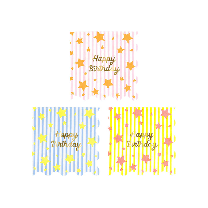Bright Star Happy Birthday Servietten klein