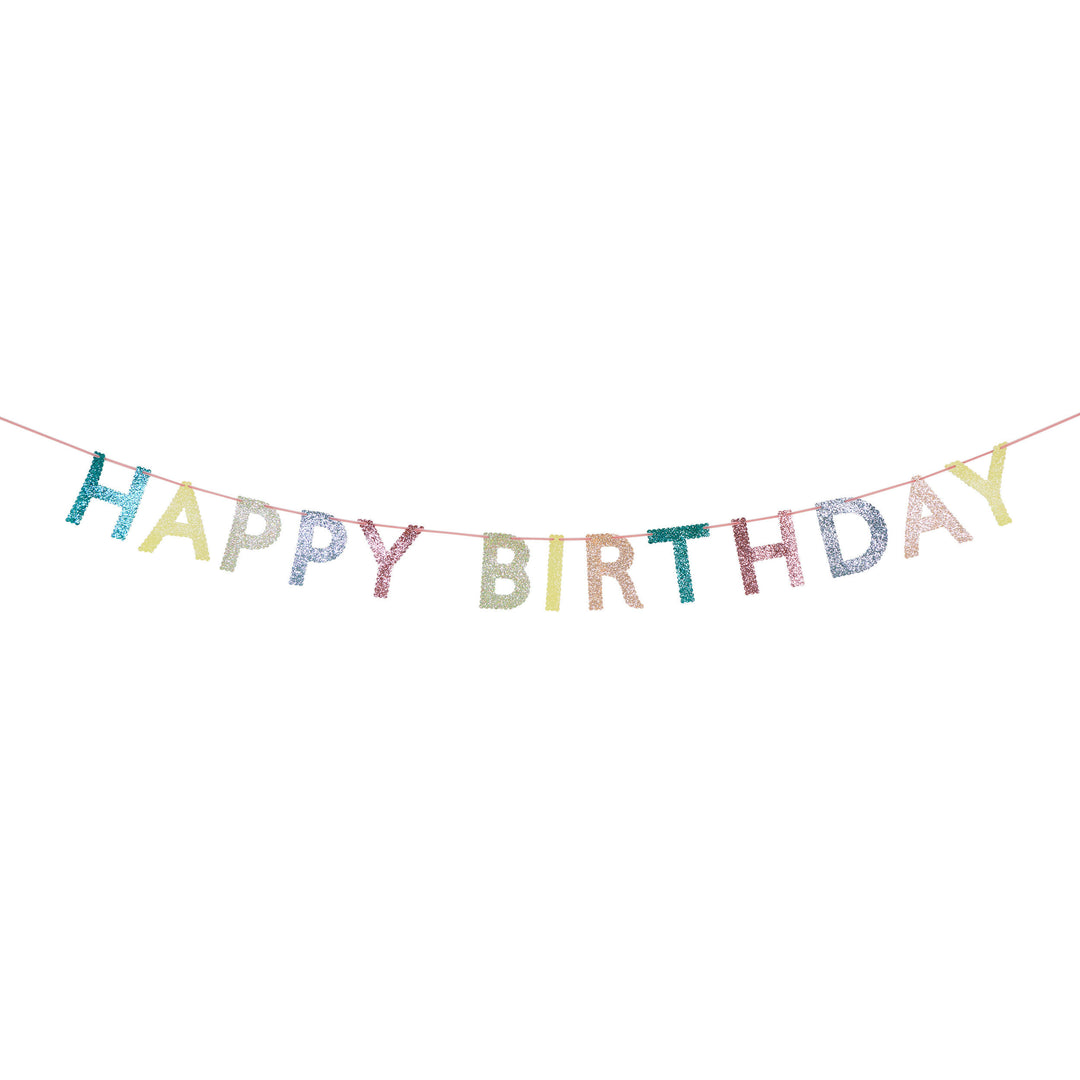 Bunte Glitter Happy Birthday Stoffgirlande