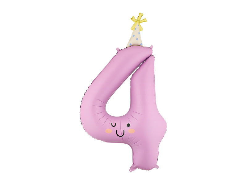 Zahlenballon 4 mit Partyhut