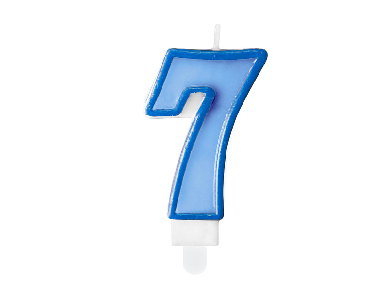 Zahlenkerze blau 7
