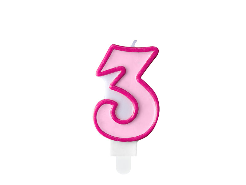 Zahlenkerze pink 3