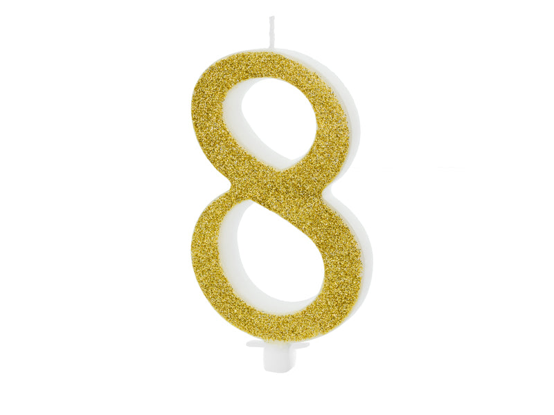 Zahlenkerze gold 8