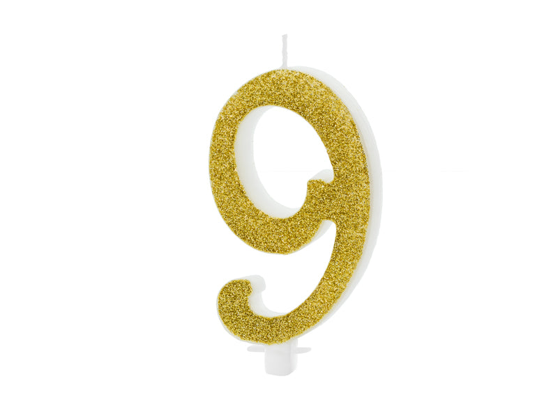 Zahlenkerze gold 9