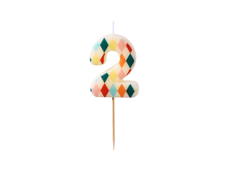 Zahlenkerze buntes Muster 2
