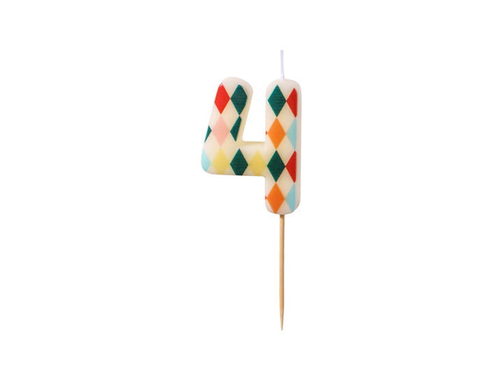 Zahlenkerze buntes Muster 4