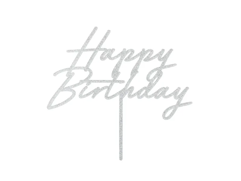 Happy Birthday Kuchendeko silber