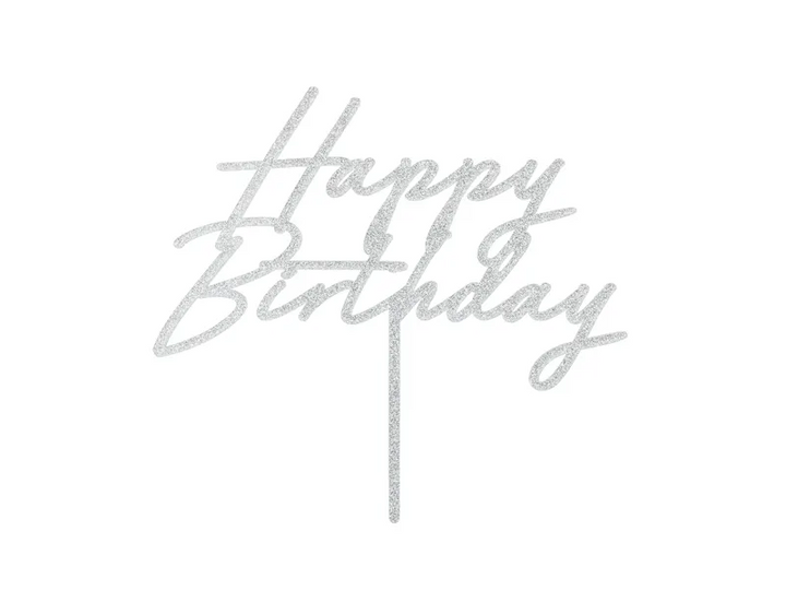Happy Birthday Kuchendeko silber