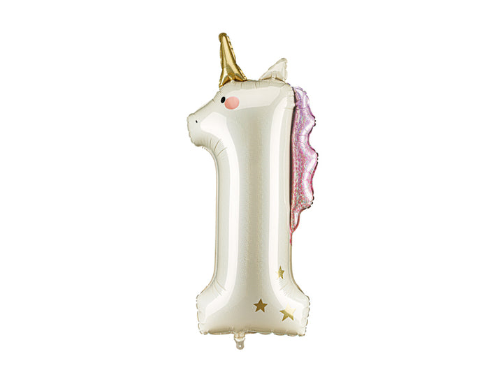Zahl 1 Einhorn Folienballon PartyDeco
