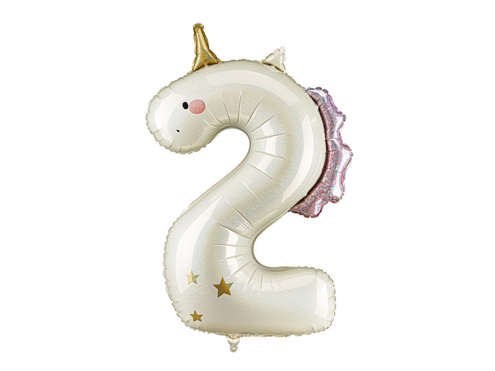 Zahl 2 Einhorn Folienballon PartyDeco