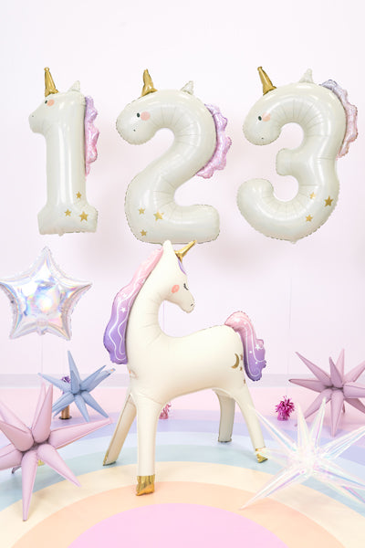 Zahl 3 Einhorn Folienballon PartyDeco