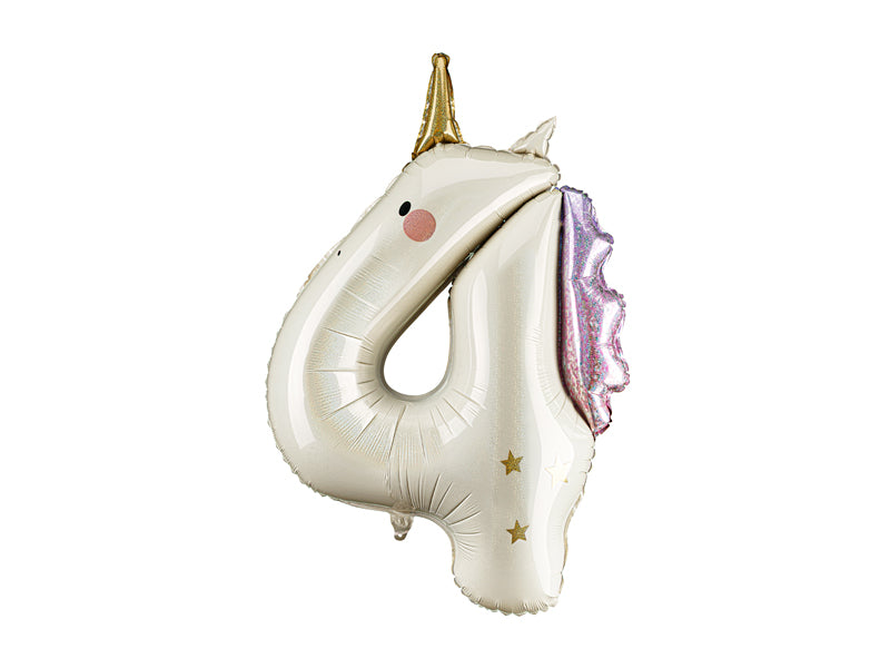 Zahl 4 Einhorn Folienballon PartyDeco