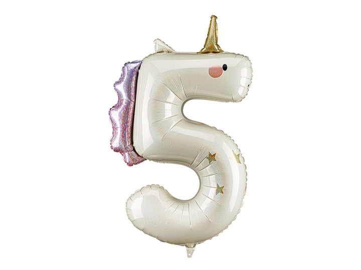Zahl 5 Einhorn Folienballon PartyDeco
