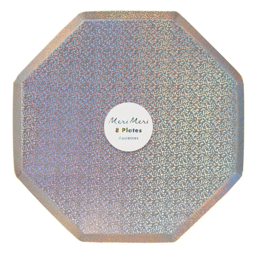 Classic Pappteller groß Hologramm Silber – Partyartikel – Event Kids