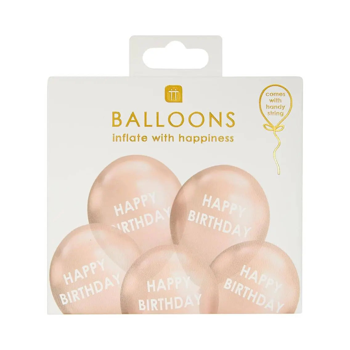 Folienballons „Happy Birthday“ In Roségold – 13 Stück, 40,6 Cm, Mit Band & Strohhalm, Ohne Helium