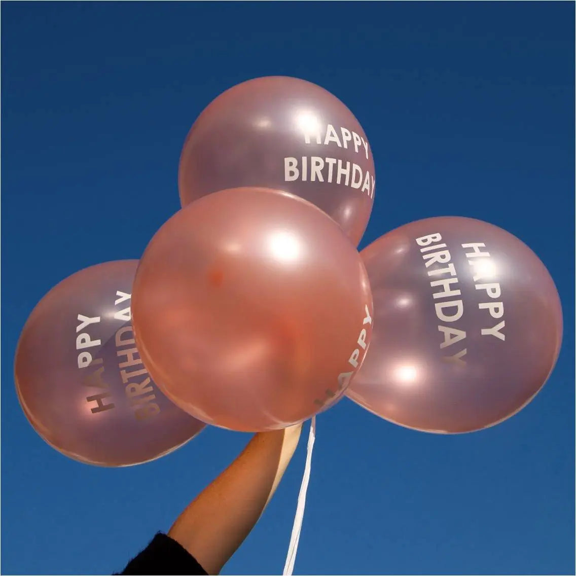 Folienballons „Happy Birthday“ In Roségold – 13 Stück, 40,6 Cm, Mit Band & Strohhalm, Ohne Helium